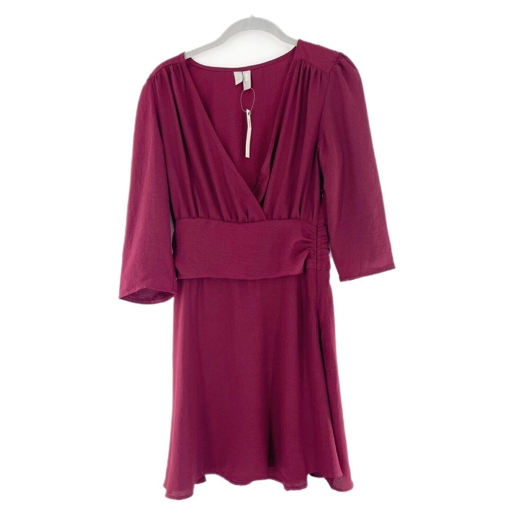 ASOS V-Neck Wrap Dress With 3/4 Sleeves Cinched Waist US Size 2 Purple Babydoll